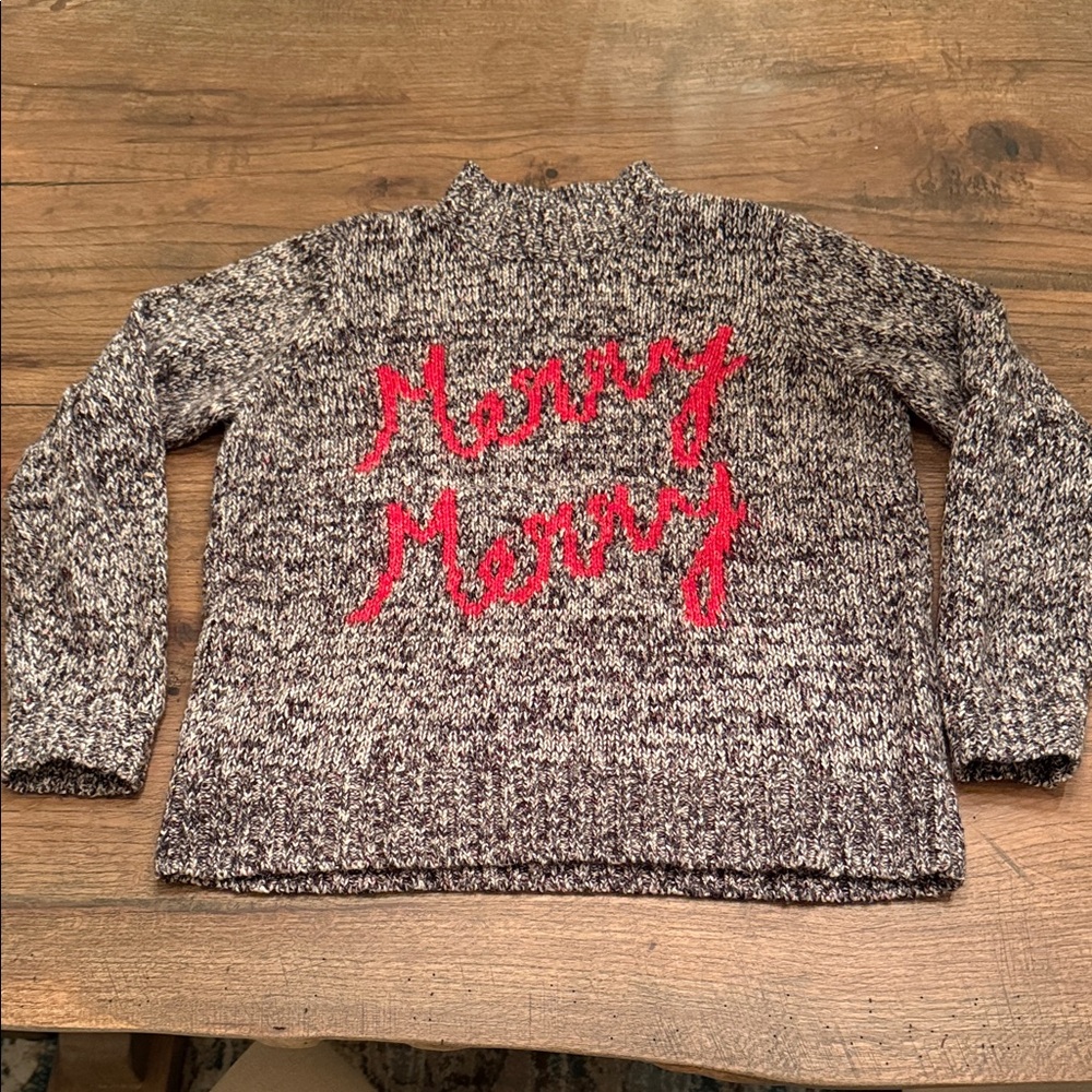 LOFT Gray and Red Knit Sweater